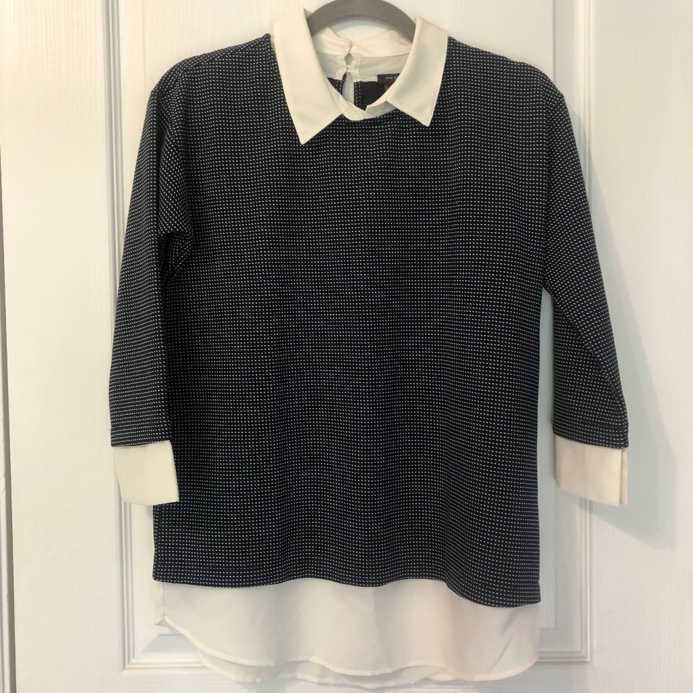 Ann Taylor Blouse - Black and Off-White - XS